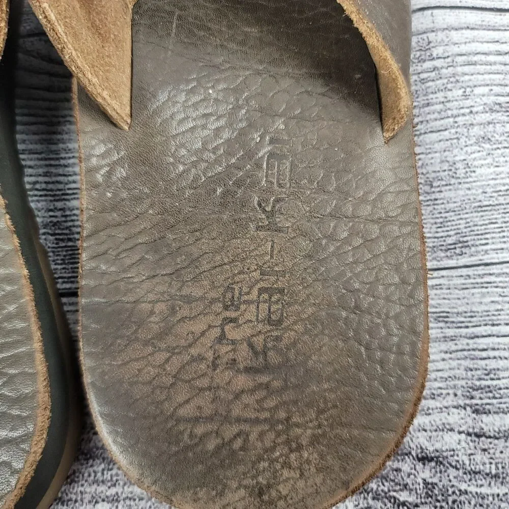 The Kai Kai Brown Leather Slides Flip Flop Comfort Sandals